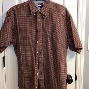 Tommy Hilfiger Men's Red Plaid Button Down Shirt